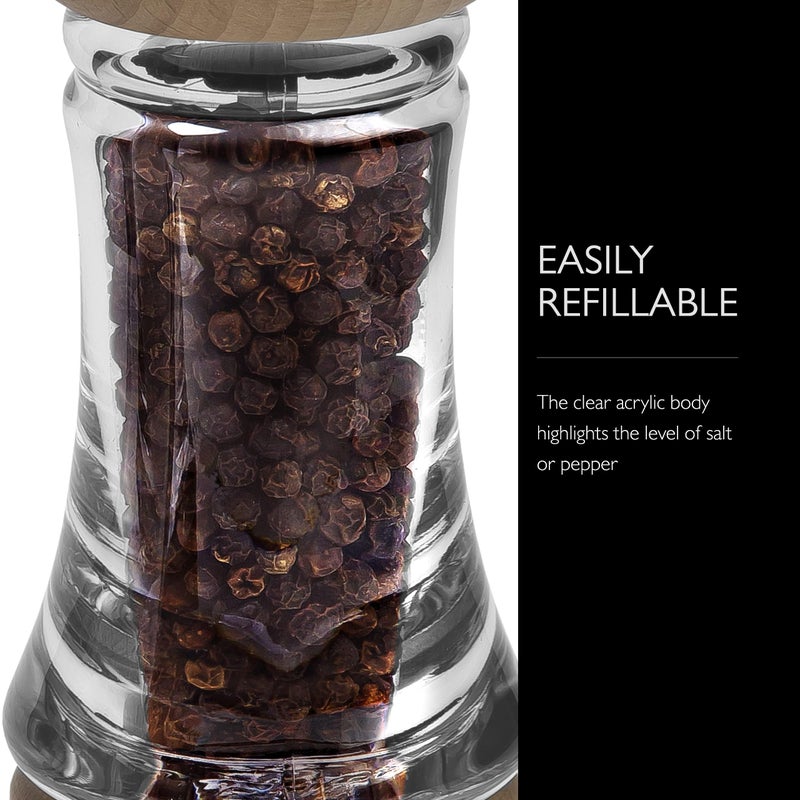 Cole & Mason Basic Woods Mill Gift Set - Adjustable Salt & Pepper Grinders - Refillable Spice Tools - Hand Wash Kitchen Tool - Wood - Image 5